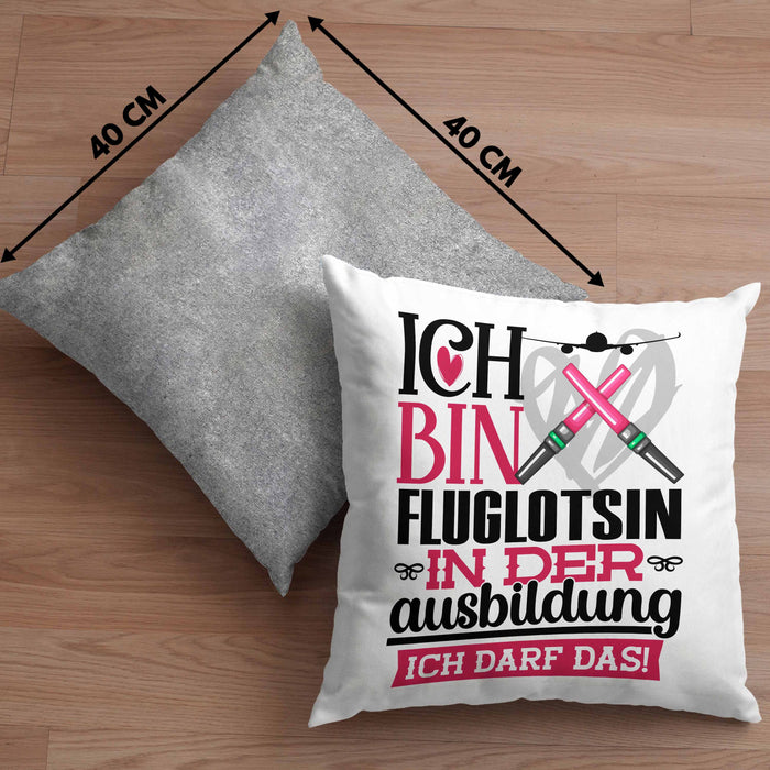 Fluglotsin Ausbildung Start Geschenk Kissen mit Füllung 40x40 Ich Bin Fluglotsin In Der Ausbildung Ich Darf Das Geschenkidee (Grau) Grau Trendation
