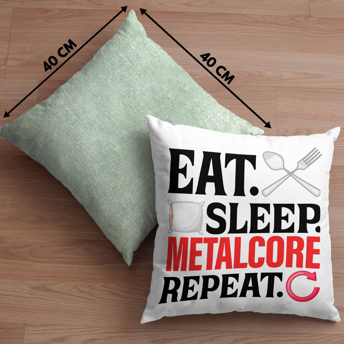 Eat Sleep Metalcore Repeat Kissen mit Füllung 40x40 Geschenk Musik Metal Heavy (Grau) Grün Trendation