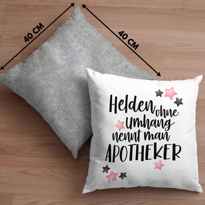 Apotheker Kissen mit Füllung 40x40 Geschenk Bester Apotheker Pharmazeut Arzneikundiger (Grau) Grau Trendation