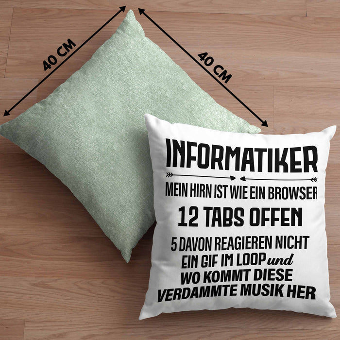 Informatiker Kissen mit Füllung 40x40 Geschenk Programmierer Gadget Lustig Geschenkidee Männer Zubehör Informatiklehrer IT Programmierer (Grau) Grün Trendation