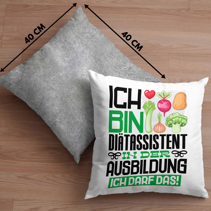 Diätassistent Ausbildung Kissen mit Füllung 40x40 Geschenk Ich Bin Diätassistent In Der Ausbildung Ich Darf Das Geschenkidee Spruch (Grau) Grau Trendation