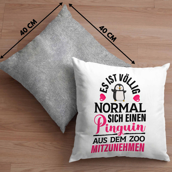 Pinguin Geschenk Kissen mit Füllung 40x40 Kinder Liebe Spruch Kollegin Freundin Pinguin Liebhaber Lustig (Grau) Grau Trendation