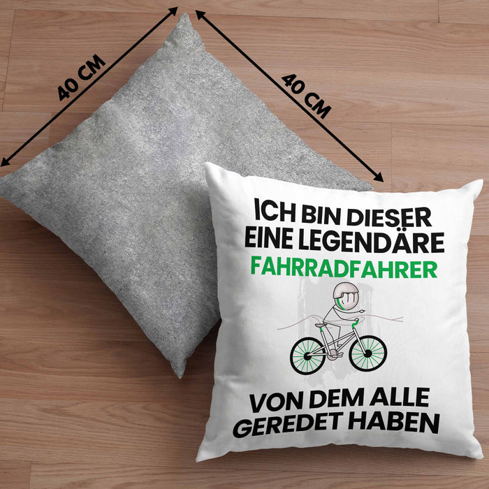 Radfahrer Geschenk Kissen mit Füllung 40x40 Lustige Geschenkidee Geburtstag für Radfahrer Ich Bin Dieser Legendäre Radfahrer Von Dem Alle Geredet Haben (Grau) Grau Trendation
