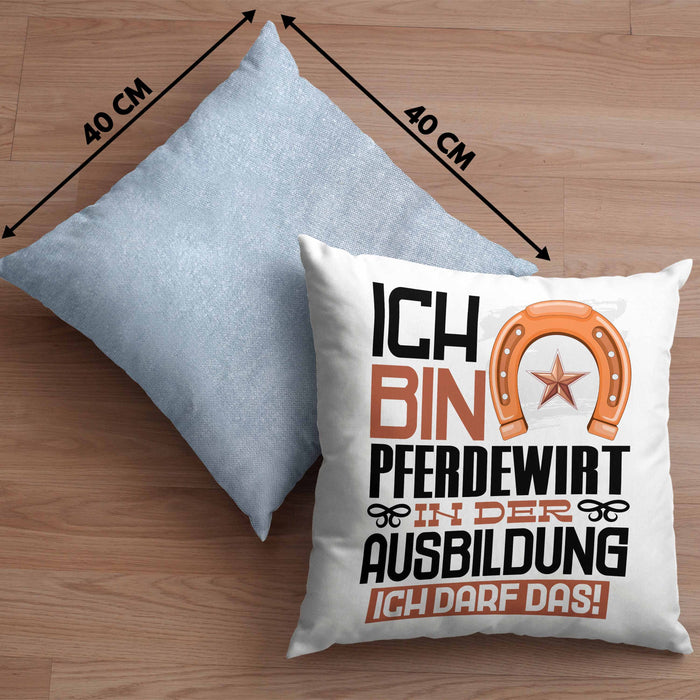 Pferdewirt Ausbildung Kissen mit Füllung 40x40 Geschenk Ich Bin Pferdewirt In Der Ausbildung Ich Darf Das Geschenkidee Spruch (Grau) Blau Trendation