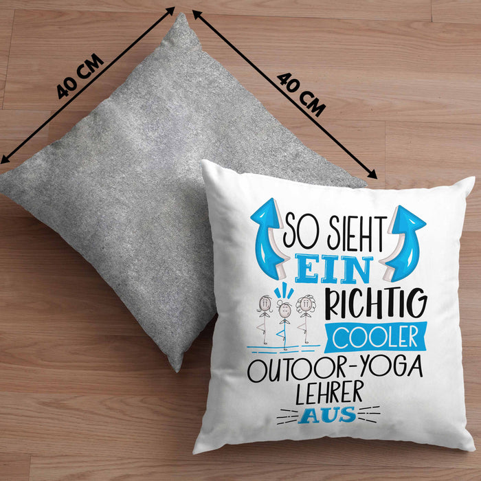 So Sieht Ein Richtig Cooler Outdoor-Yoga-Lehrer Aus Kissen mit Füllung 40x40 Geschenk für Outdoor-Yoga-Lehrer Geburtstag Geschenkdiee (Grau) Grau Trendation