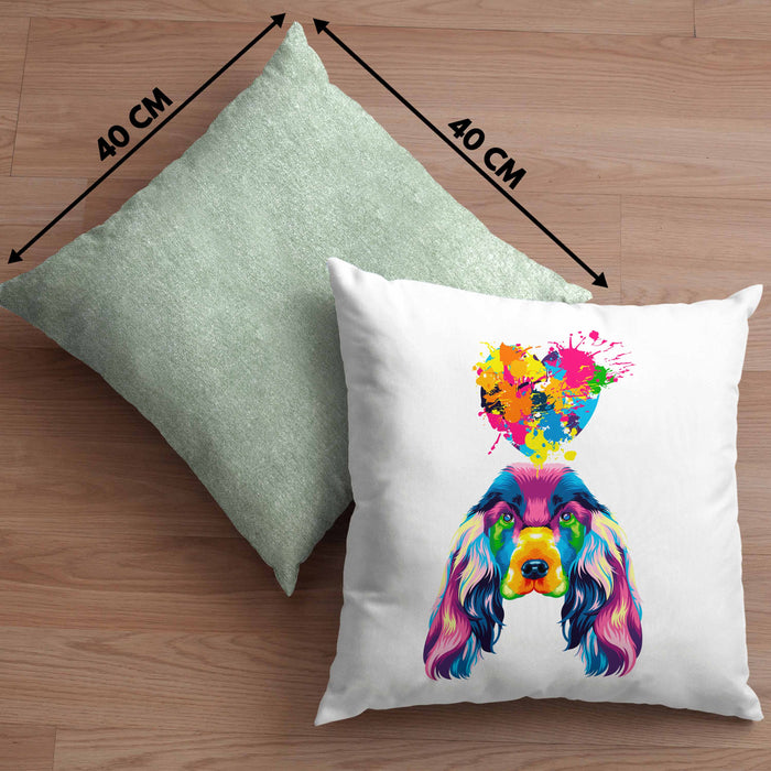 Cocker Spaniel Herz Farbe Besitzer Kissen mit Füllung 40x40 Geschenk Lustiger Spruch Geschenkidee Cocker Spaniel Liebhaber (Grau) Grün Trendation