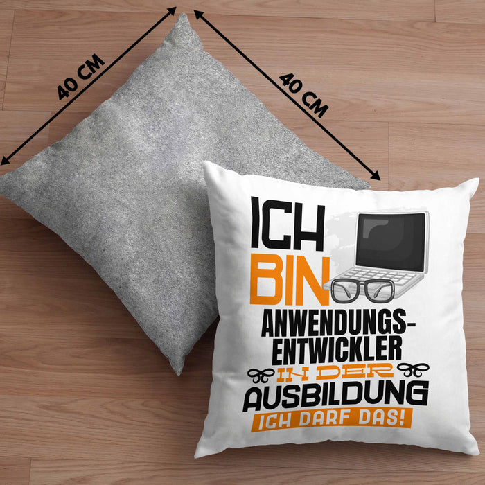 Anwendungsentwickler Ausbildung Kissen mit Füllung 40x40 Geschenk Ich Bin Anwendungsentwickler In Der Ausbildung Ich Darf Das Geschenkidee Spruch (Grau) Grau Trendation