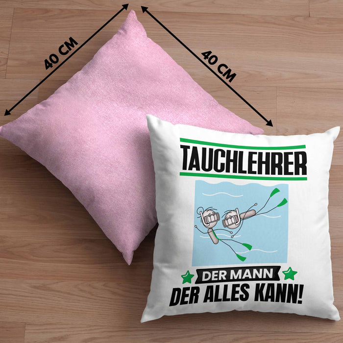 Tauchlehrer Kissen mit Füllung 40x40 Geschenk für Tauchlehrer Der Mann Der Alles Kann Geschenkidee zum Geburtstag (Grau) Rosa Trendation