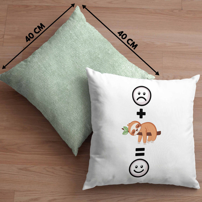 Faultier Kissen mit Füllung 40x40 Geschenk für Faultier Liebhaber :( + Faultier = :) Lustige Geschenkidee Geburtstag (Grau) Grün Trendation