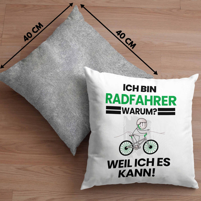 Radfahrer Geschenk Kissen mit Füllung 40x40 Lustiger Spruch Ich Bin Radfahrer Warum Weil Ich Es Kann Geschenkidee Bester Radfahrer Geburtstag (Grau) Grau Trendation