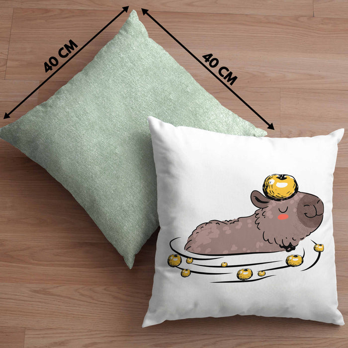 Kissen mit Füllung 40x40 mit Capybara-Motiv Geschenk für Capybara Liebhaber (Grau) Grün Trendation