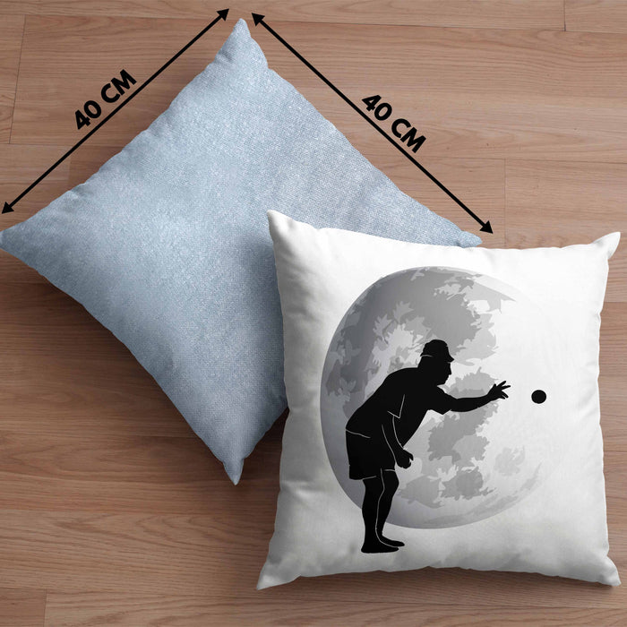 Boule Kissen mit Füllung 40x40 Geschenk Boule-Spieler Geschenkidee Grafik Mond Boule (Grau) Blau Trendation