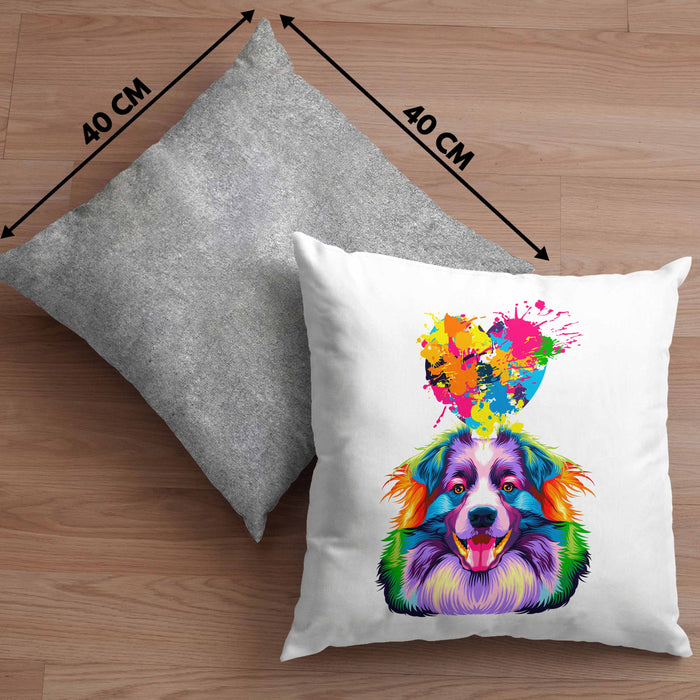Australian Shepherd Herz Farbe Besitzer Kissen mit Füllung 40x40 Geschenk Lustiger Spruch Geschenkidee Australian Shepherd Liebhaber (Grau) Grau Trendation