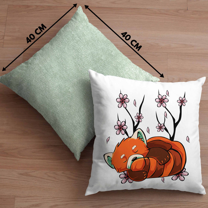 Lustige Roter Panda Kissen mit Füllung 40x40 - Ein süßes Geschenk für Panda-Liebhaber (Grau) Grün Trendation