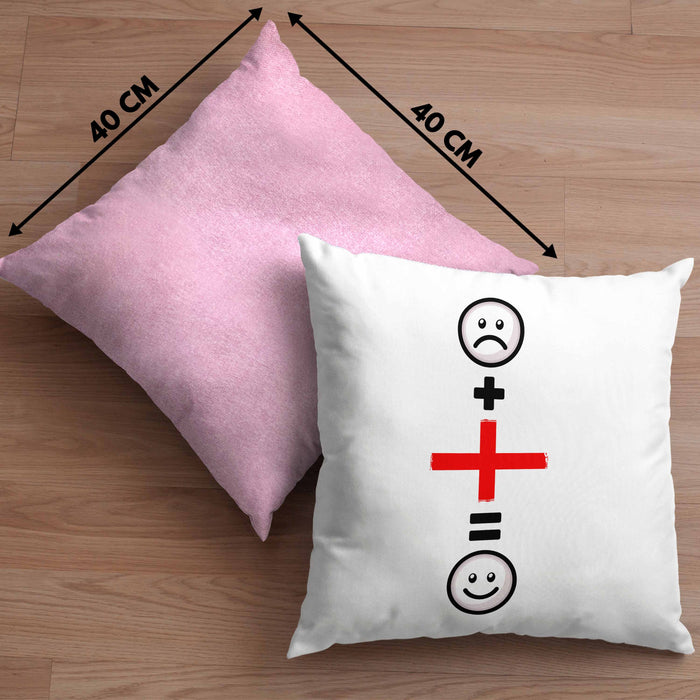 Bologna Italien Kissen mit Füllung 40x40 Geschenk für Bologna Urlauber Lustige Geschenkidee :( + Bologna = :) Geburtstag (Grau) Rosa Trendation