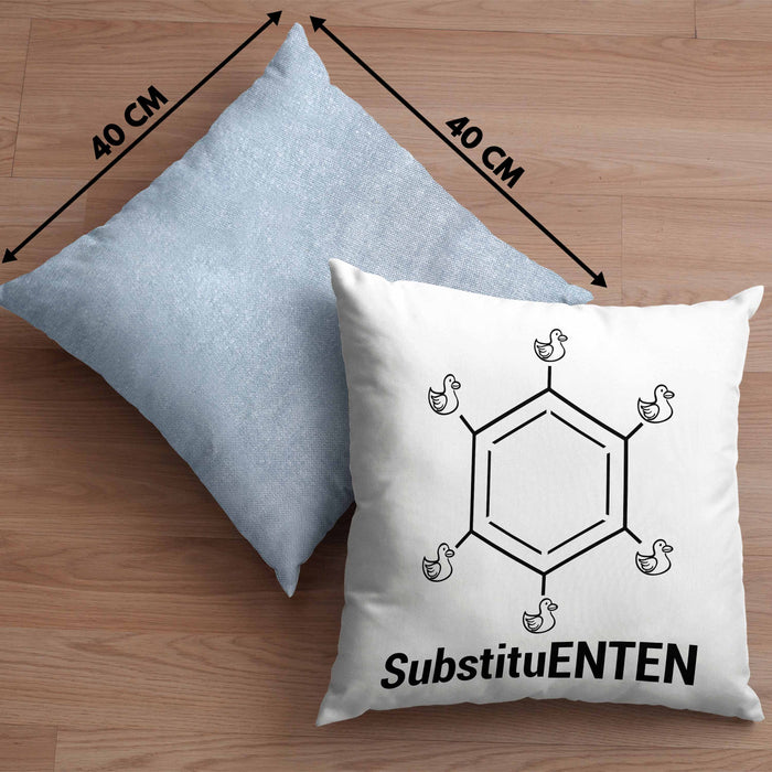 Chemie Kissen mit Füllung 40x40 SubstituENTEN Chemiker Witz Organische Chemie Ente Kaffee Geschenkidee (Grau) Blau Trendation