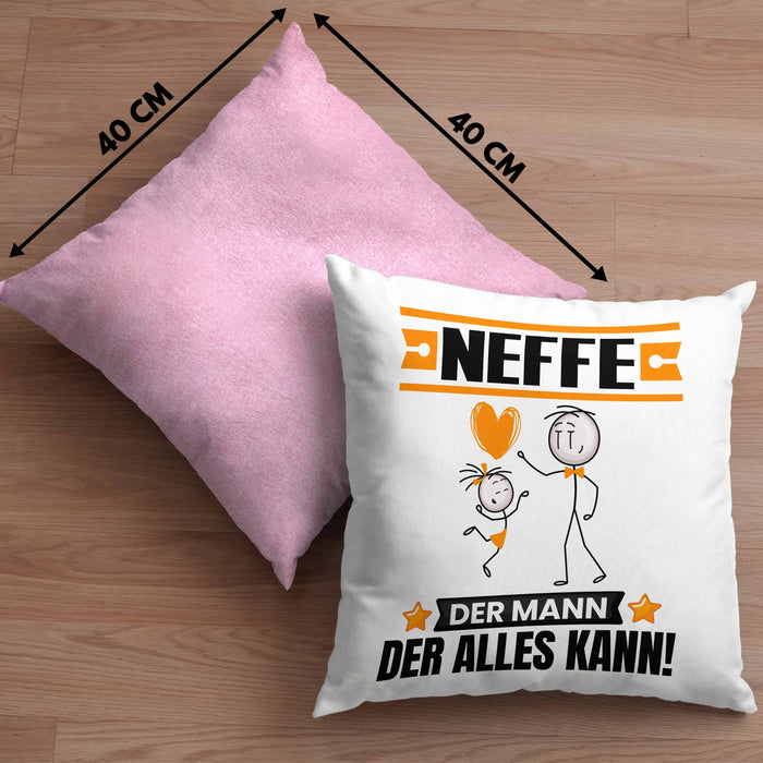 Neffe Kissen mit Füllung 40x40 Geschenk für Neffe Der Mann Der Alles Kann Geschenkidee zum Geburtstag (Grau) Rosa Trendation