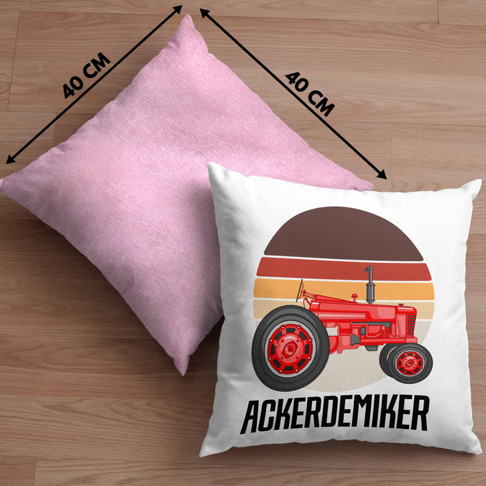 Ackerdemiker Kissen mit Füllung 40x40 Geschenk für Landwirt Geschenkidee Bauer Landwirtin Bauernhof Acker (Grau) Rosa Trendation
