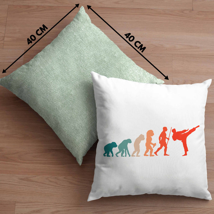 Karate-Kissen mit Füllung 40x40 Geschenk Kampfsport-Fans Jiu Jitsu Geschenkidee Evolution (Grau) Grün Trendation