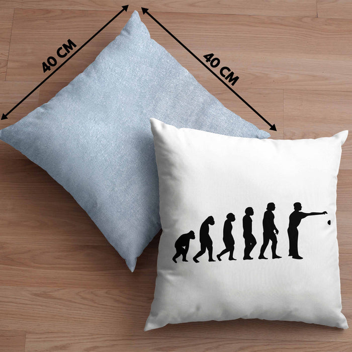 Boule Kissen mit Füllung 40x40 Geschenk Boule-Spieler Geschenkidee Spruch Evolution Boule (Grau) Blau Trendation