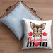 Chihuhahua Mom Mama Besitzer Kissen mit Füllung 40x40 Geschenkidee Frauchen Herrchen (Grau) Blau Trendation