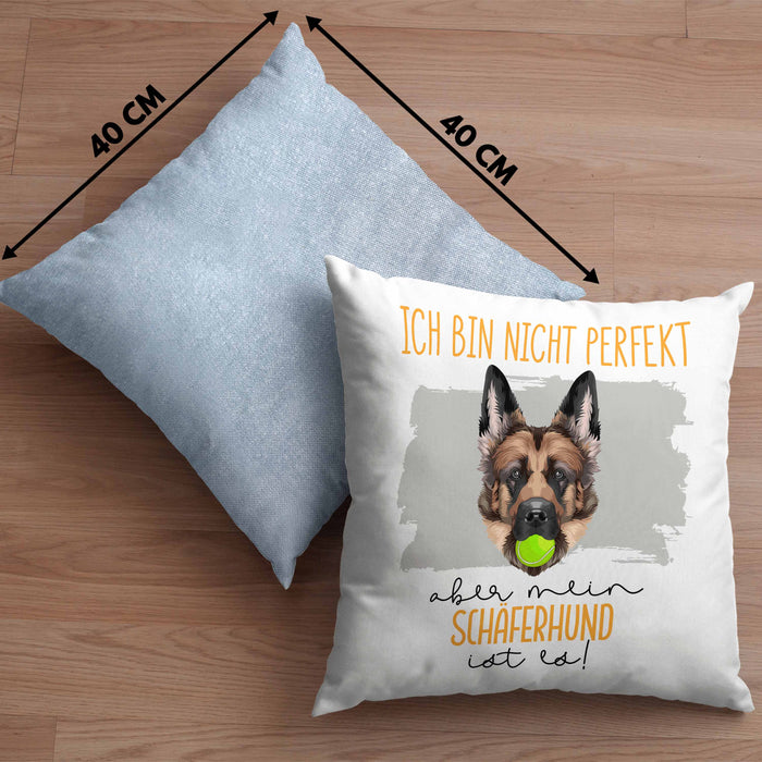 Schäferhund Besitzer Kissen mit Füllung 40x40 Geschenk Lustiger Spruch Geschenkidee Besitzerin Ich Bin Nicht toll Aber Mein Schäferhund Ist Es (Grau) Blau Trendation