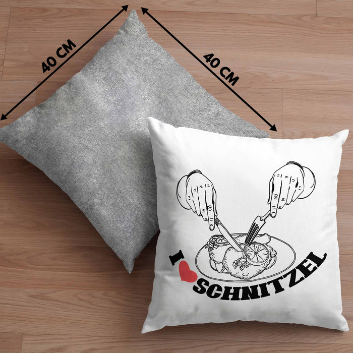 Schnitzel-Kissen mit Füllung 40x40 Geschenk für Schnitzel-Liebhaber (Grau) Grau Trendation