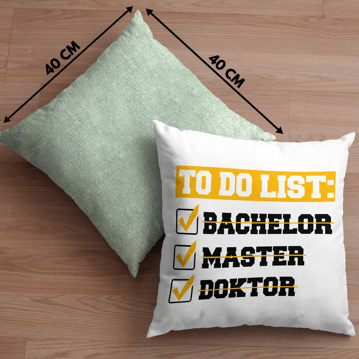 Doktortitel Bestanden Kissen mit Füllung 40x40 Geschenk To Do List (Grau) Grün Trendation