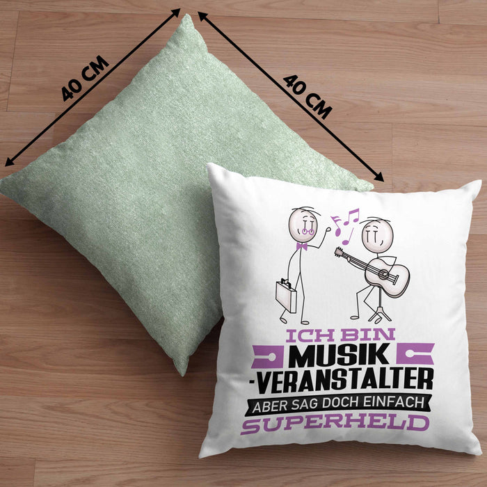 Musikveranstalter Geschenk Kissen mit Füllung 40x40 Ich Bin Musikveranstalter Aber Sag Doch Einfach Superheld Lustige Geschenkdiee für Musikveranstalter (Grau) Grün Trendation