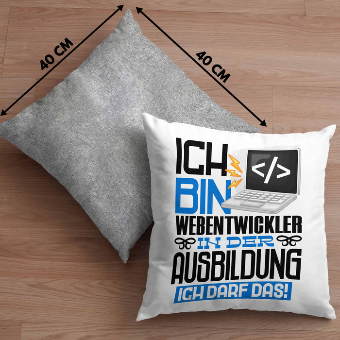 Webentwickler Ausbildung Kissen mit Füllung 40x40 Geschenk Ich Bin Webentwickler In Der Ausbildung Ich Darf Das Geschenkidee Spruch (Grau) Grau Trendation