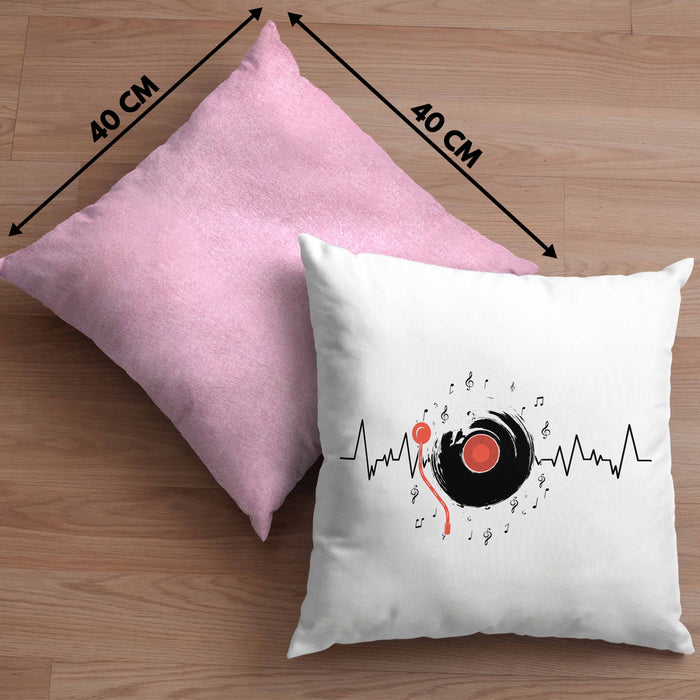 Schallplatte Geschenk Vinyl Herzschlag Vintage Retro Musik DJ Geschenk Kissen mit Füllung 40x40 (Grau) Rosa Trendation
