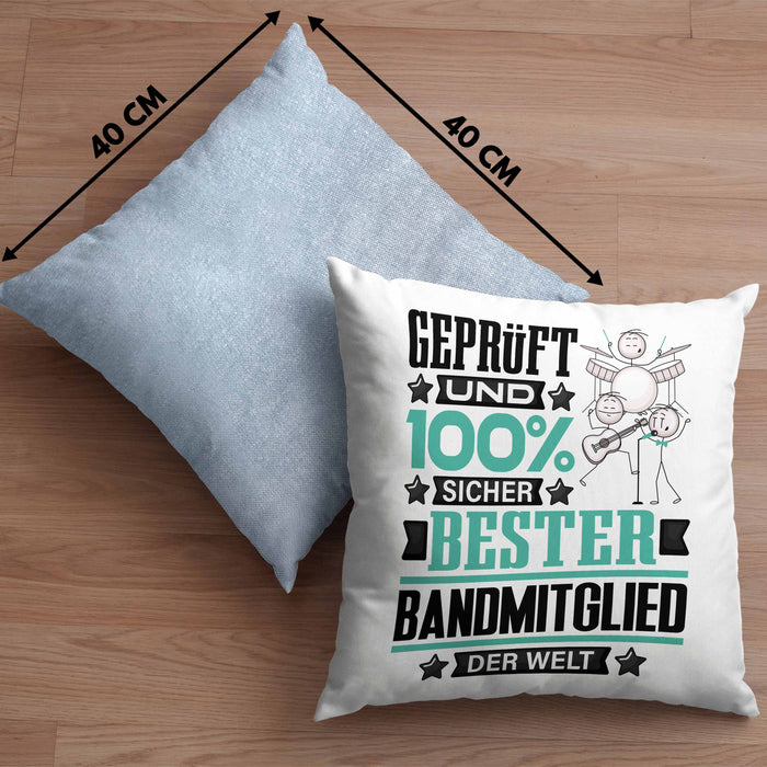 Bandmitglied Geschenk Lustiger Spruch für Bandmitglied Geschenkidee Bester Bandmitglied Der WeltKissen mit Füllung 40x40 (Grau) Blau Trendation