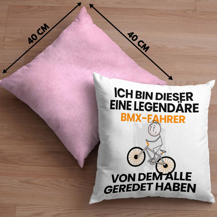 BMX-Fahrer Geschenk Kissen mit Füllung 40x40 Lustige Geschenkidee Geburtstag für BMX-Fahrer Ich Bin Dieser Legendäre BMX-Fahrer Von Dem Alle Geredet Haben (Grau) Rosa Trendation