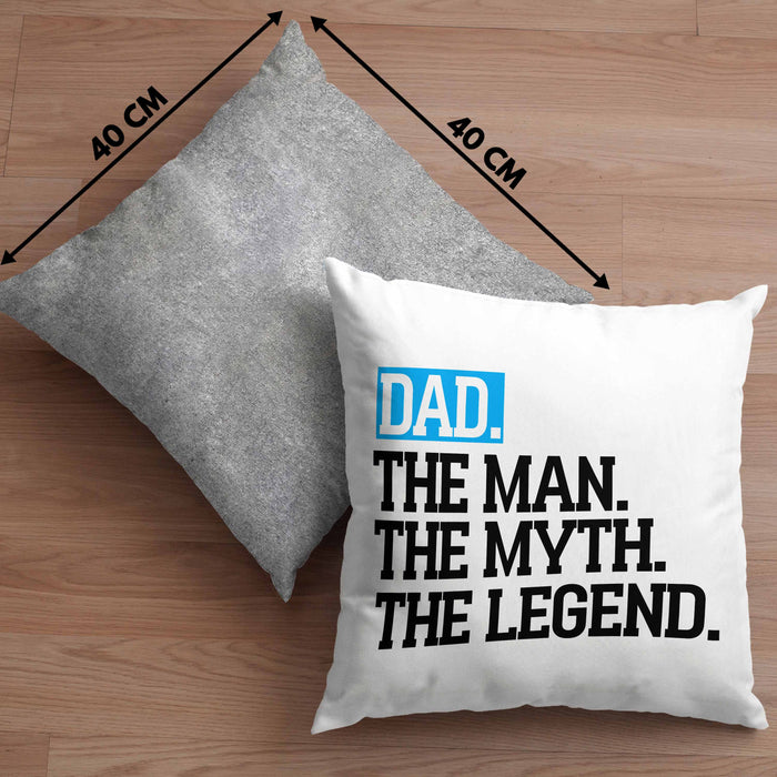 Kissen mit Füllung 40x40 für Vater Lustig "Dad The Man The Myth The Legend" Vatertag Spruch Geschenkidee (Grau) Grau Trendation
