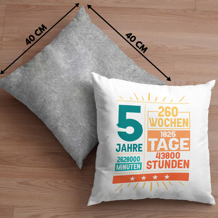 5. Geburtstag Kissen mit Füllung 40x40 Geschenk 5Er Geburtstag Geschenkidee Jungs Mädchen (Grau) Grau Trendation