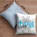 Jesus Liebt Dich Kissen mit Füllung 40x40 Geschenk Ostern Christentum Kirche Gläubiger Geschenkidee Häferl (Grau) Blau Trendation