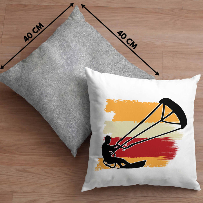 Kitesurfing Kissen mit Füllung 40x40 Geschenk für Kitesurfer Geschenkidee Bunte Grafik (Grau) Grau Trendation