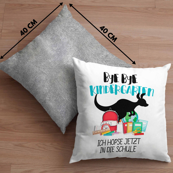 Schulkind 2024 Einschulung Mädchen Junge Geschenk Schultüte Kissen mit Füllung 40x40 Schulstart 1. Schultag Schuleinführung Schulanfang Geschenkidee (Grau) Grau Trendation