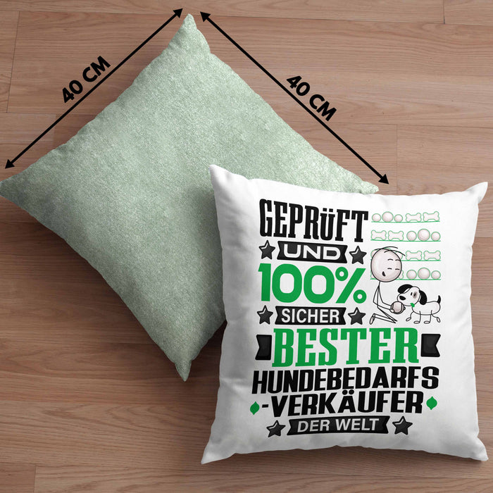 Hundebedarfsverkäufer Geschenk Lustiger Spruch für Hundebedarfsverkäufer Geschenkidee Bester Hundebedarfsverkäufer Der WeltKissen mit Füllung 40x40 (Grau) Grün Trendation