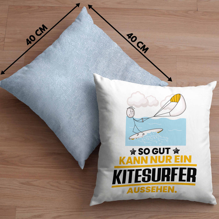 Kitesurfer Geschenk Kissen mit Füllung 40x40 So Gut Kann Nur Ein Kitesurfer Aussehen Geschenkidee (Grau) Blau Trendation