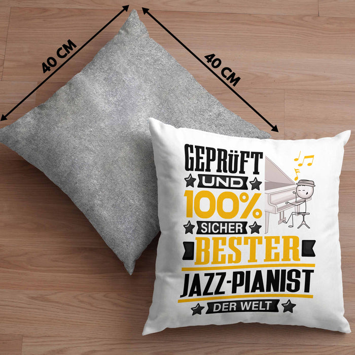 Jazz-Pianist Geschenk Lustiger Spruch für Jazz-Pianist Geschenkidee Bester Jazz-Pianist Der WeltKissen mit Füllung 40x40 (Grau) Grau Trendation