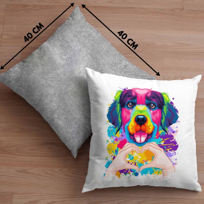 Golden Retriever Besitzer Farbe Love Kissen mit Füllung 40x40 Geschenk Lustiger Spruch Geschenkidee Golden Retriever Besitzerin (Grau) Grau Trendation