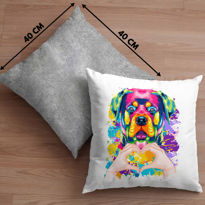 Rottweiler Besitzer Farbe Love Kissen mit Füllung 40x40 Geschenk Lustiger Spruch Geschenkidee Rottweiler Besitzerin (Grau) Grau Trendation