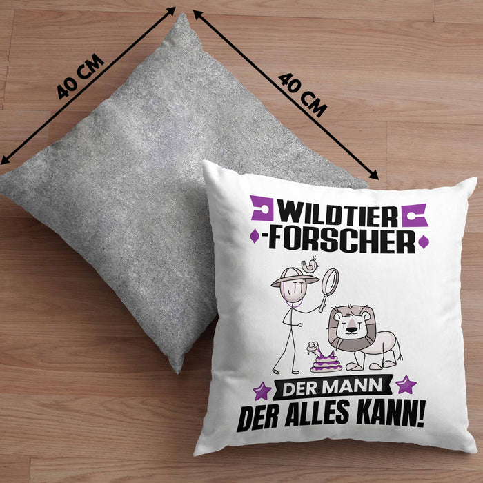 Wildtierforscher Kissen mit Füllung 40x40 Geschenk für Wildtierforscher Der Mann Der Alles Kann Geschenkidee zum Geburtstag (Grau) Grau Trendation