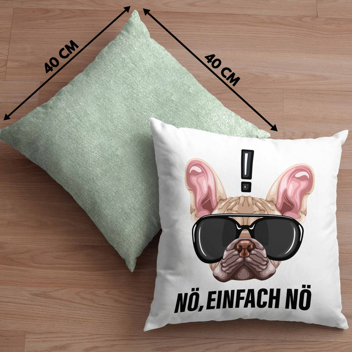 Nö Einfach Nö Kissen mit Füllung 40x40 Geschenk für Mops-Besitzer für Freundin Sarkasmus Humor (Grau) Grün Trendation
