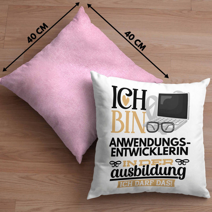 Anwendungsentwicklerin Ausbildung Start Geschenk Kissen mit Füllung 40x40 Ich Bin Anwendungsentwicklerin In Der Ausbildung Ich Darf Das Geschenkidee (Grau) Rosa Trendation