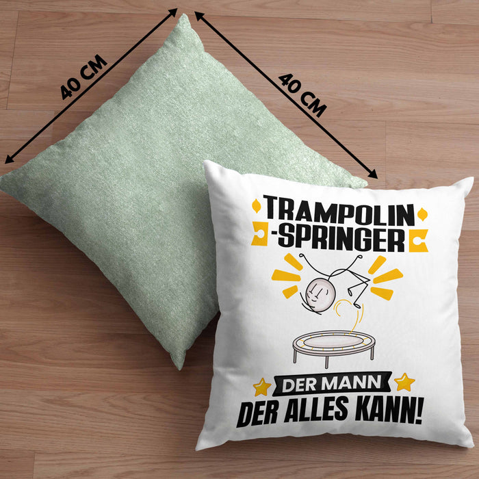 Trampolinspringer Kissen mit Füllung 40x40 Geschenk für Trampolinspringer Der Mann Der Alles Kann Geschenkidee zum Geburtstag (Grau) Grün Trendation
