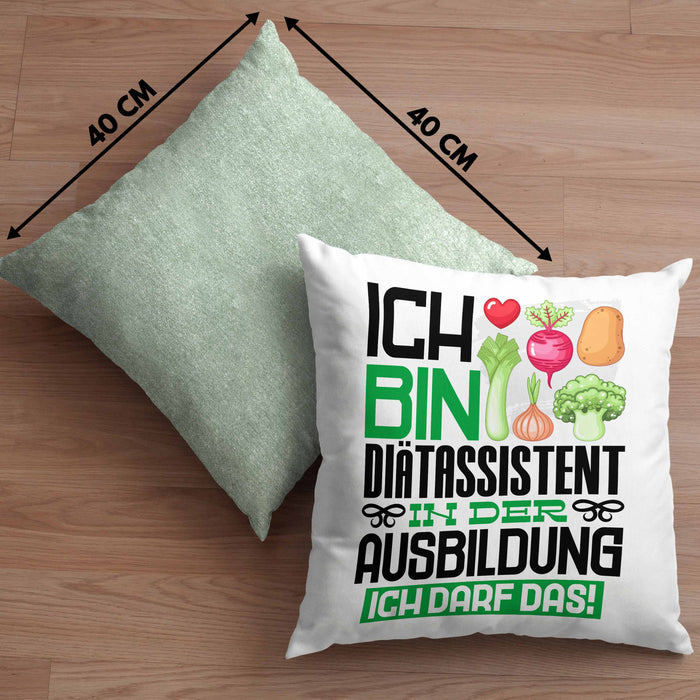 Diätassistent Ausbildung Kissen mit Füllung 40x40 Geschenk Ich Bin Diätassistent In Der Ausbildung Ich Darf Das Geschenkidee Spruch (Grau) Grün Trendation