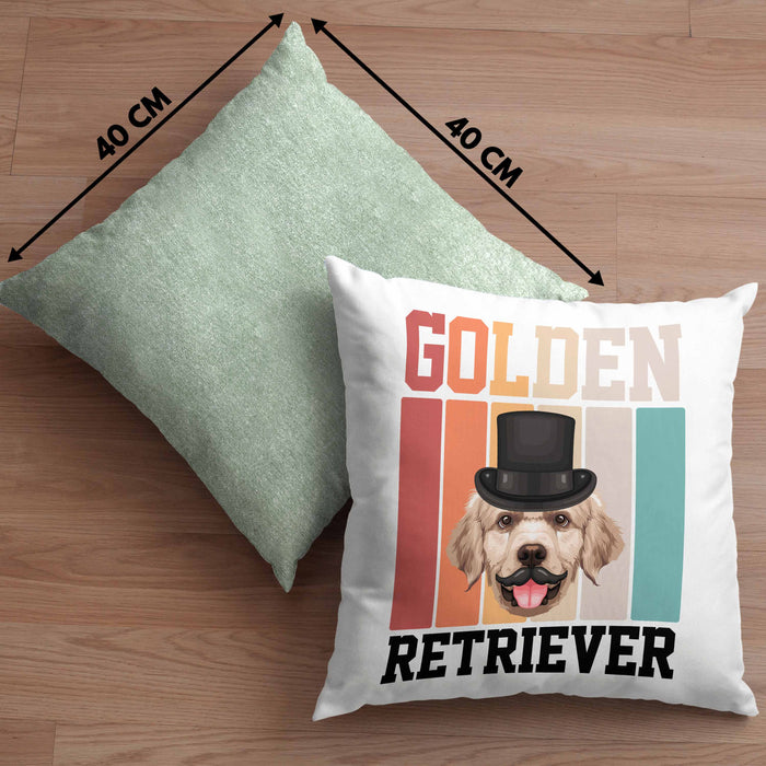 Golden Retriever Besitzer Kissen mit Füllung 40x40 Geschenk Lustiger Spruch Geschenkidee Retro Vinatge Golden Retriever (Grau) Grün Trendation