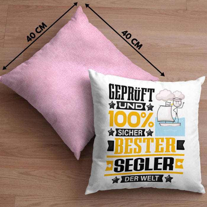 Segler Geschenk Lustiger Spruch für Segler Geschenkidee Bester Segler Der WeltKissen mit Füllung 40x40 (Grau) Rosa Trendation